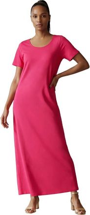 Jessica London Stretch Cotton T-Shirt Maxi Dress in Pink Burst at Nordstrom, Size 40