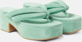 Dries Van Noten Suede platform thong sandals