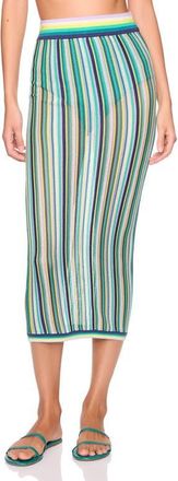 Susana Monaco Stripe Open Stitch Midi Sweater Skirt in Nightlife/fern at Nordstrom, Size X-Small