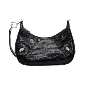 Philipp Plein Tassen, Dames, Zwart, ONE Size, Leer, Gothic Schoudertas