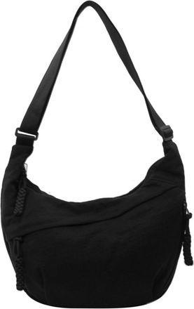 Generic Crossbody Bag, Womens Fashion Plain Color Nylon Hobo Bag Adjustable Strap Crescent Crossbody Bags (Black,One Size)