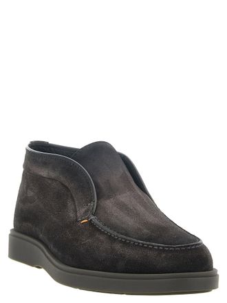 Santoni Suede Slip-On Boot - Anthracite