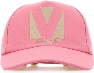 Valentino Garavani Katoenen Baseball Cap met Borduursel - Dames - Petten - Roze - 57 CM - Katoen - Accessoires