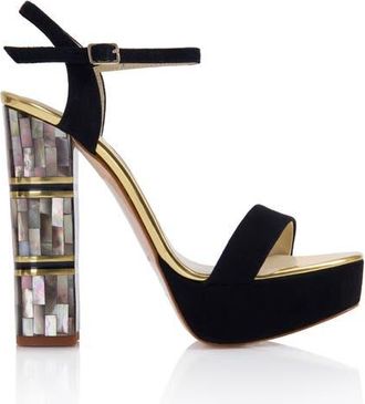 Freya Rose Jito Ankle Strap Pearl Heel Sandal in Black at Nordstrom, Size 36