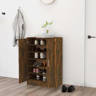 vidaXL Vidaxl - Mueble Zapatero Madera Contrachapada Roble Ahumado 60x35x92 Cm