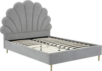 Vente-Unique Cama con cabecero 140 x 190 cm - Tela - Gris claro - LIVAYA