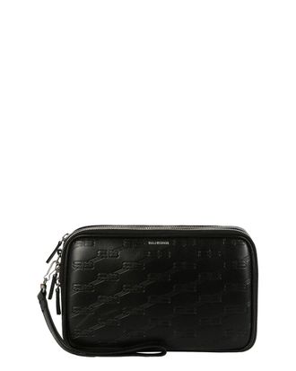 Balenciaga Signature Double Zip Leather Pouch