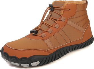 Generic Mens Womens Winter Barefoot Snow Boots Waterproof Ankle Boots Wide Toe Box Fur Lined Outdoor Sneakers Boots For His And Hers(Brown,6.5 UK)