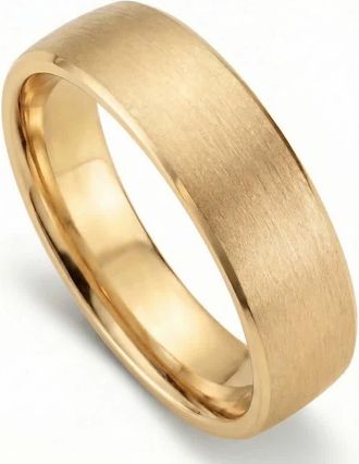 Pompeii3 Mens Brushed Beveled Edge Weddign Band 14k Gold or Platinum