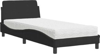 vidaXL Bed with Mattress Dover Black Single Velvet vidaXL