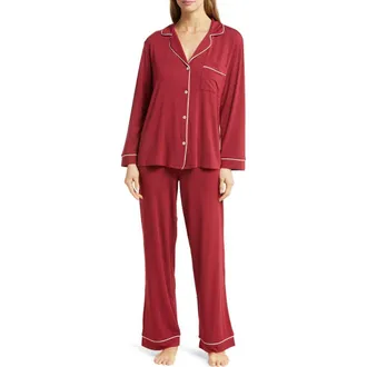 Eberjey Gisele Long Pajamas in Sangria/Ivory at Nordstrom, Size Large