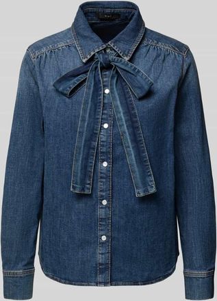 Oui Hemdbluse in Denim-Optik in Jeansblau, Gr&ouml;&szlig;e 34