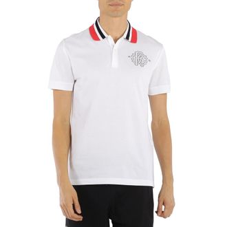 Roberto Cavalli Mens White RC Monogram Cotton Polo Shirt, Size X-Large