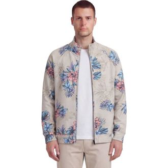 Lords of Harlech Exotic Floral Mens Printed Zip Jacket in Exotic Floral Neutral at Nordstrom, Size X-Large