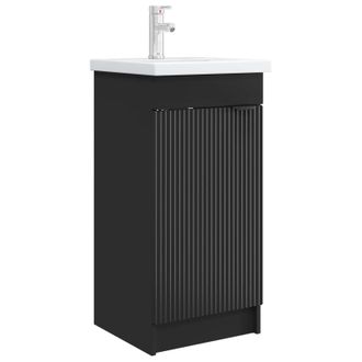 vidaXL Vanidad De Ba&ntilde;o Con Lavabo Negro 42 X 40 X 84,5 Cm Vidaxl