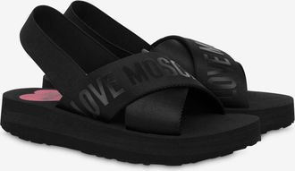 Love Moschino Sandali incrociati con nastri logati - Nero