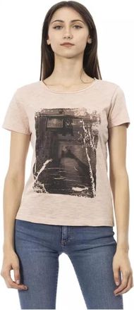 Trussardi Roze Katoenen T-shirt met Voorkant Print - Dames - T-shirts - Roze - M - Katoen - Tops