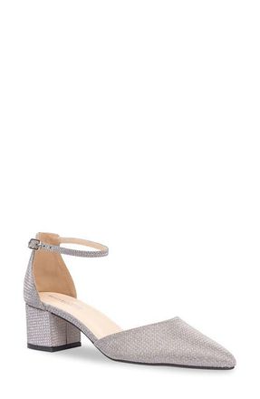 Touch Ups Tegan Ankle Strap Pointed Toe Pump in Silver at Nordstrom, Size 10.5