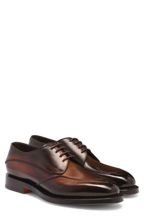Santoni Lace-Up Derby in Dark Brown-T50 at Nordstrom, Size 10.5