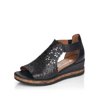Rieker Womens Perf Mid Wedge Sandals In Black