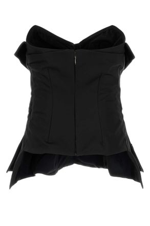 Alexander McQueen Womens Black Satin Top Bustier Corset Maglie