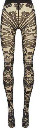 Wolford Tattoo Print Sheer Zwarte Pantys - Dames - Pantys - Zwart - S - Wol - Ondergoed