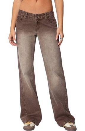 Edikted Alysse Low Rise Wide Leg Jeans in Brown-Washed at Nordstrom, Size X-Large
