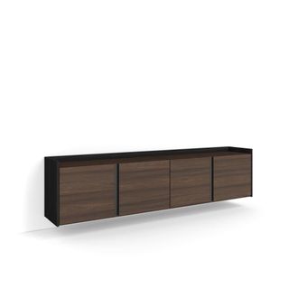 Skraut Home Mueble tv efecto madera roble oscuro y negro 207x35x50cm colgado