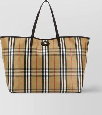 Burberry large check pattern canvas shopping bag
