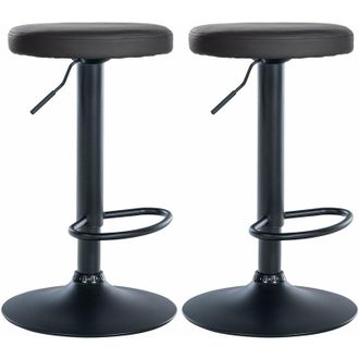 Clp Clp - Set De 2 Taburetes De Bar Ponte En Polipiel Negro Metal Negro Mate