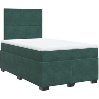 vidaXL Cama Box Spring Con Colch&oacute;n Terciopelo Verde Oscuro 120x200 Cm Vidaxl
