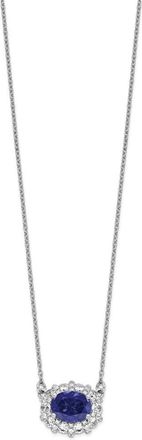 Diamond2Deal 14k White Gold 1 Ct Lab Grown Diamond and Created Sapphire Pendant Necklace