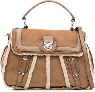 Guess Co suede-effect logo-plaque tote bag - women - Polyester - One Size - Brown