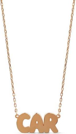 SHYMI Bubble Letter Script Pendant Necklace in Rose at Nordstrom