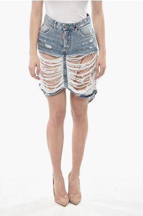 Dsquared2 Distressed Denim Skirt with Inner Slip size 38