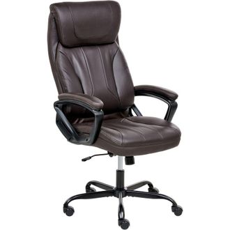 Beliani Beliani - Silla Ejecutiva De Oficina Asiento Inclinable Acolchado Grueso Piel Sint&eacute;tica Marr&oacute;n Oscuro Proud