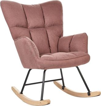Beliani Rocking Chair OULU Fabric Pink