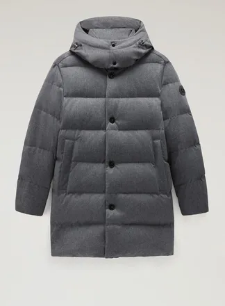 Woolrich heren Luxe lange Parka van Vitale Barberis Canonico wol Grey Grootte XXL