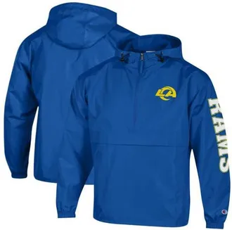 Champion Mens Champion Royal Los Angeles Rams Packable Hooded Windbreaker Half-Zip Jacket at Nordstrom, Size X-Large