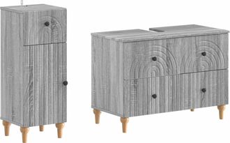 vidaXL Juego De Gabinete De Ba&ntilde;o De 2 Piezas Alkmaar Sonoma Gris Vidaxl
