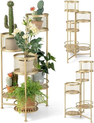 Costway Costway - Porta Piante da Interno Pieghevole, Scaffale per Piante e Fiori in Metallo a 6 Livelli,Porta Vasi Salvaspazio da Balcone e Salotto, 41 x 39