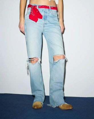 Re/Done 90S High Rise Loose Jeans With Bandana In Denim