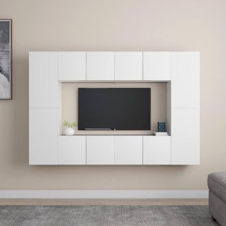 Berkfield Home 8 Piece TV Cabinet Set White Engineered Wood