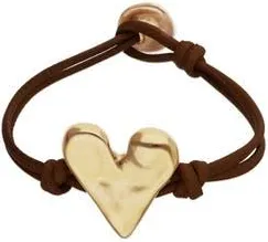 UNOde50 Brown Leather Strap with 18K Gold-Plated Heart Detail at Nordstrom, Size Medium