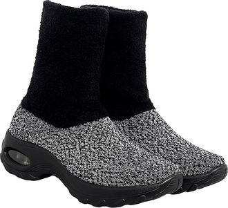 Frcolor Autumn Women Mid-Calf Snow Boots with Cushion Sole, Grey Fleece-Lined Warm Outdoor Footwear for Winter Cold Weather