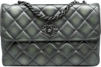 Chanel 2015-2016 Trendy CC Flap gewatteerde metallic lamsleren schoudertas - Grijs