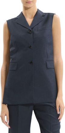 Theory Cinch Detail Notch Neck Vest in Nocturne Navy - Xlv at Nordstrom, Size 14