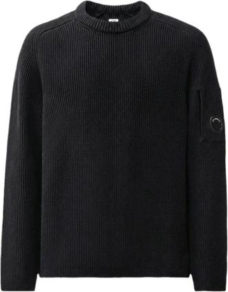 C.P. Company C.p. Company - Full Rib Cotton Lens Sweater - Heren - Truien - Zwart - Maat: XL Katoen