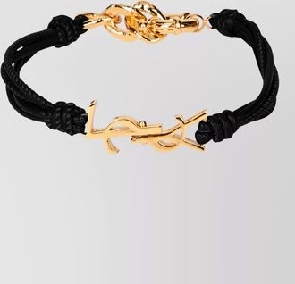 Saint Laurent leather bracelet logo detail metal accents