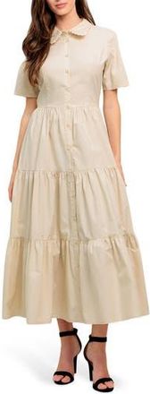 Flying Tomato Scalloped Collar Maxi Dress in Beige at Nordstrom Rack, Size Medium